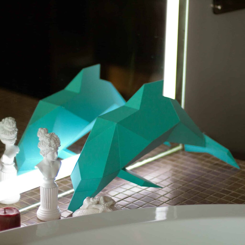 Papercraft de dauphin en origami 3D