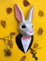Papercraft de lapin élégant en costume en origami 3D