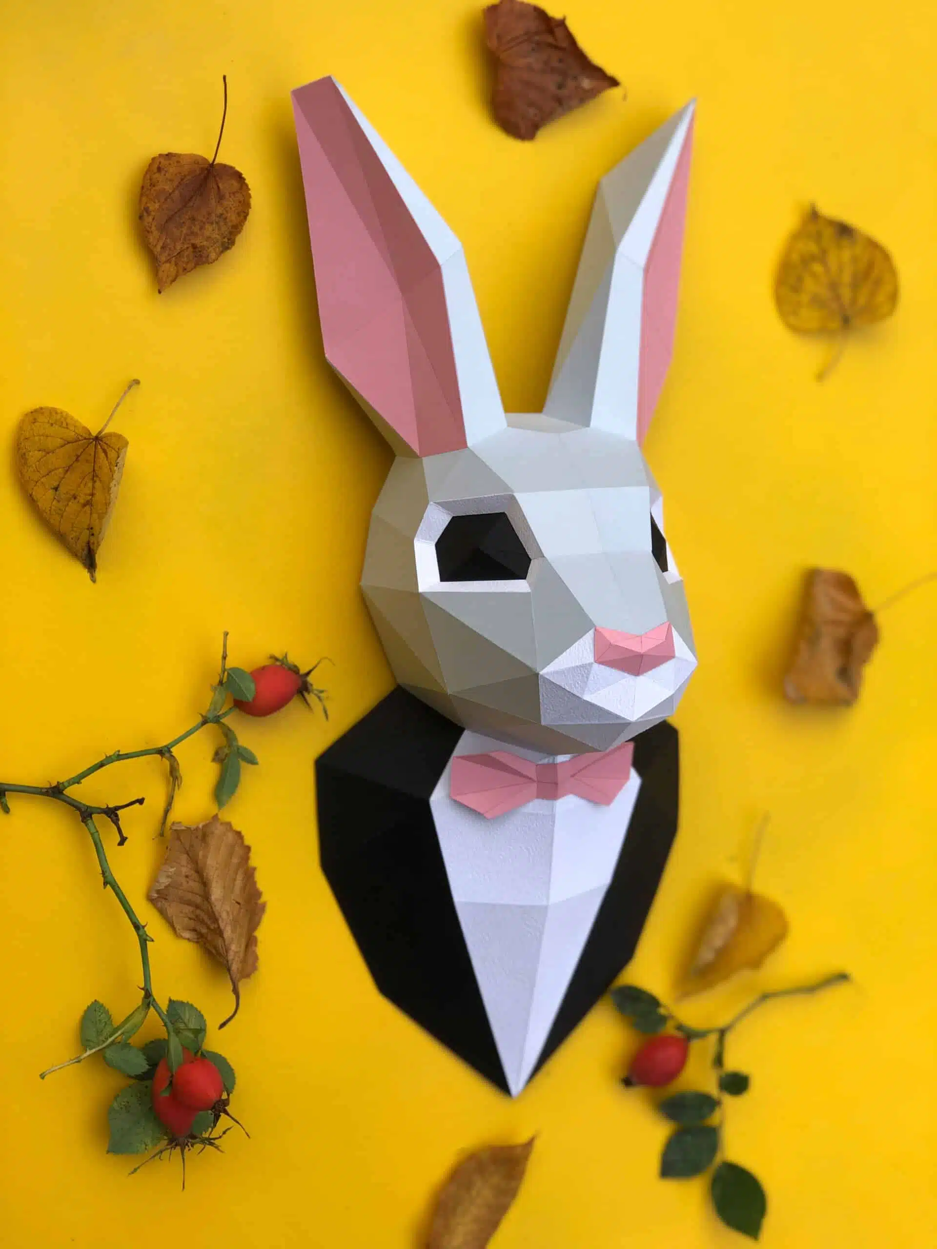 Coniglio in costume in papercraft 3D, modello 3D
