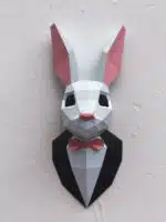 Papercraft de lapin élégant en costume en origami 3D