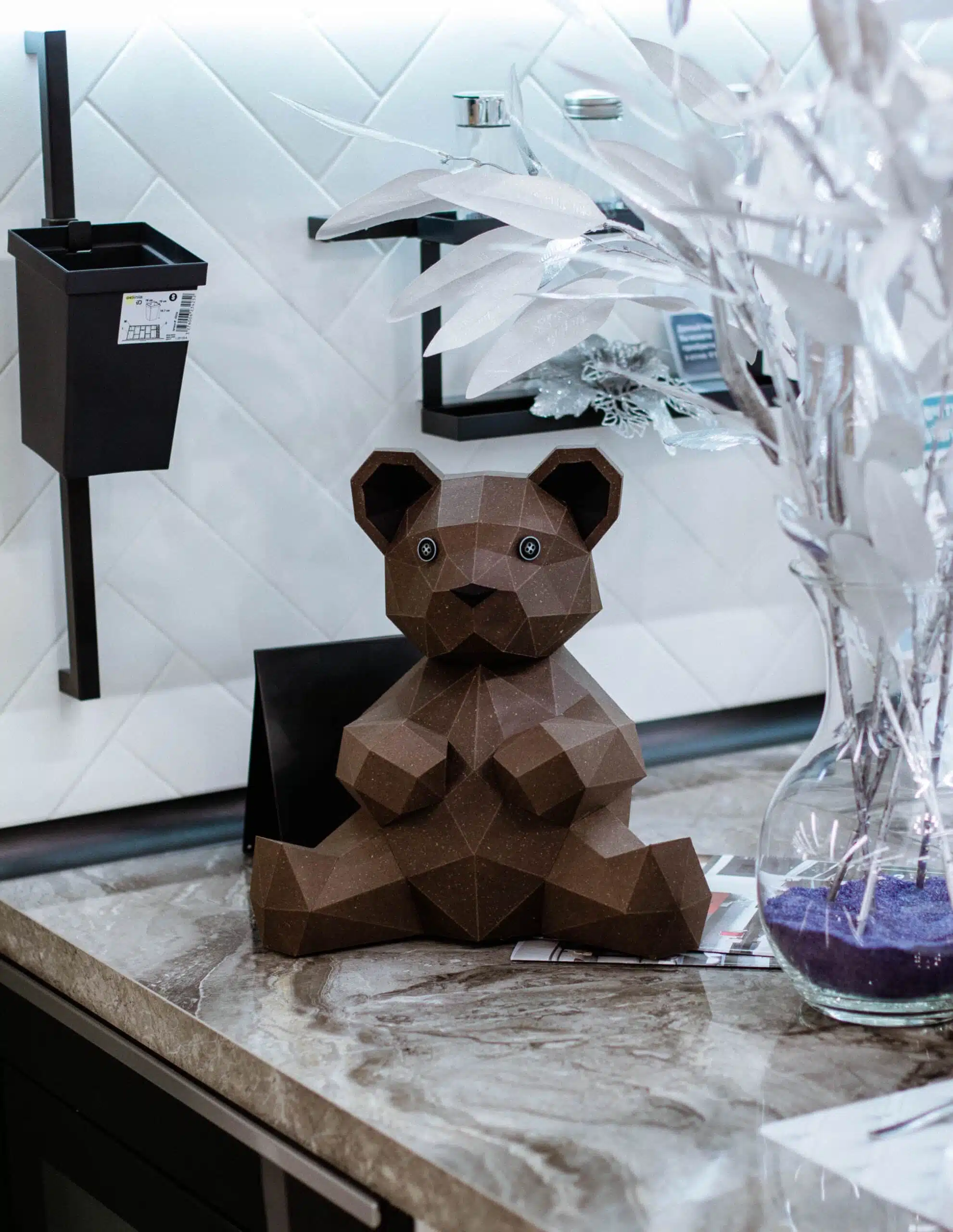 Urso em papercraft 3D para montar – vista traseira