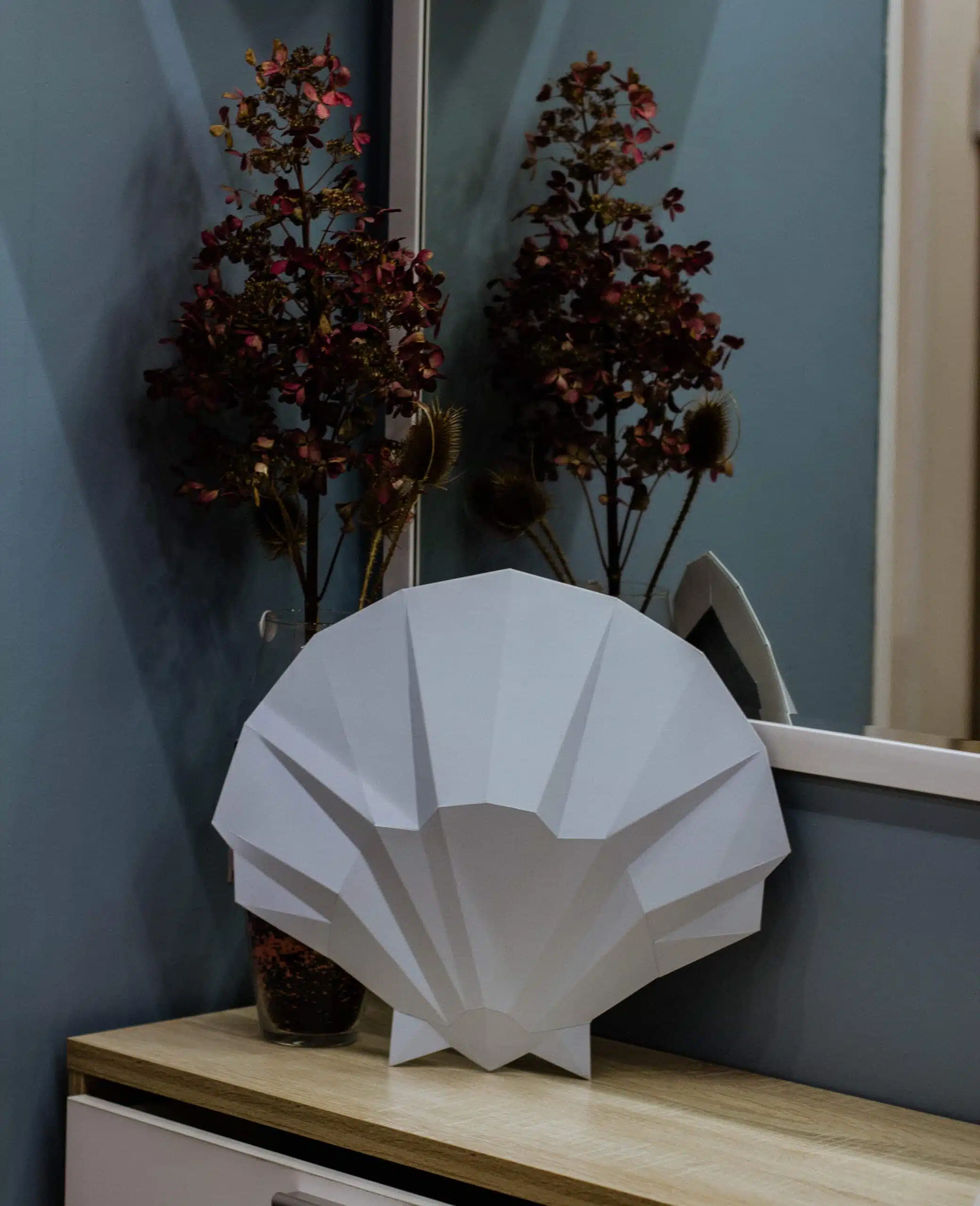 Papercraft 3D schelpen in papier, weergave 4