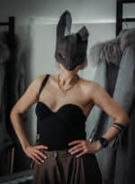 Papercraft rabbit mask en origami 3D