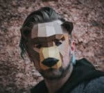Papercraft de máscara de lobo en origami 3D
