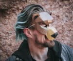 Papercraft de máscara de lobo en origami 3D