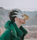 Papercraft eagle mask in 3D origami