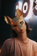 Papercraft of cat mask in origami 3D