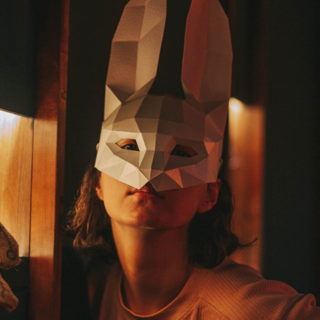 Papercraft de masque de lapin en origami 3D