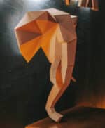 Papercraft d'une tête d'éléphant en origami 3D