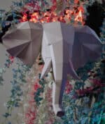 Papercraft d'une tête d'éléphant en origami 3D