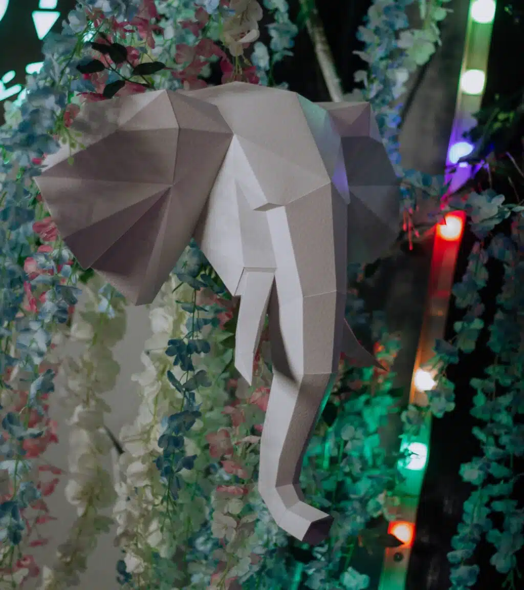 Olifant papercraft kop 3D, weergave 2
