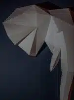 Olifant papercraft kop 3D, weergave 3