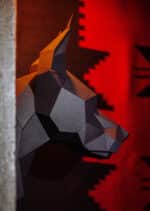 Papercraft of doberman head in origami 3D
