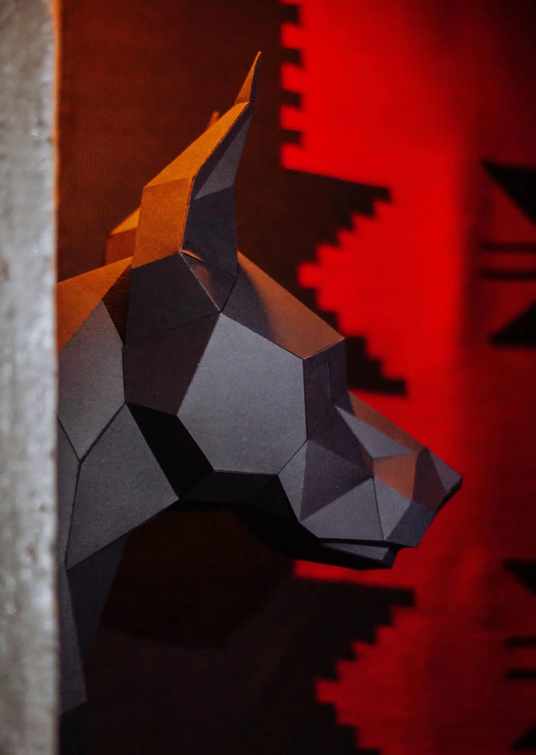 Dobermann kop papercraft 3D, weergave 9