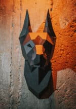 Papercraft of doberman head in origami 3D