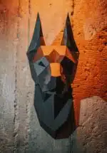 Dobermann kop papercraft 3D, weergave 8
