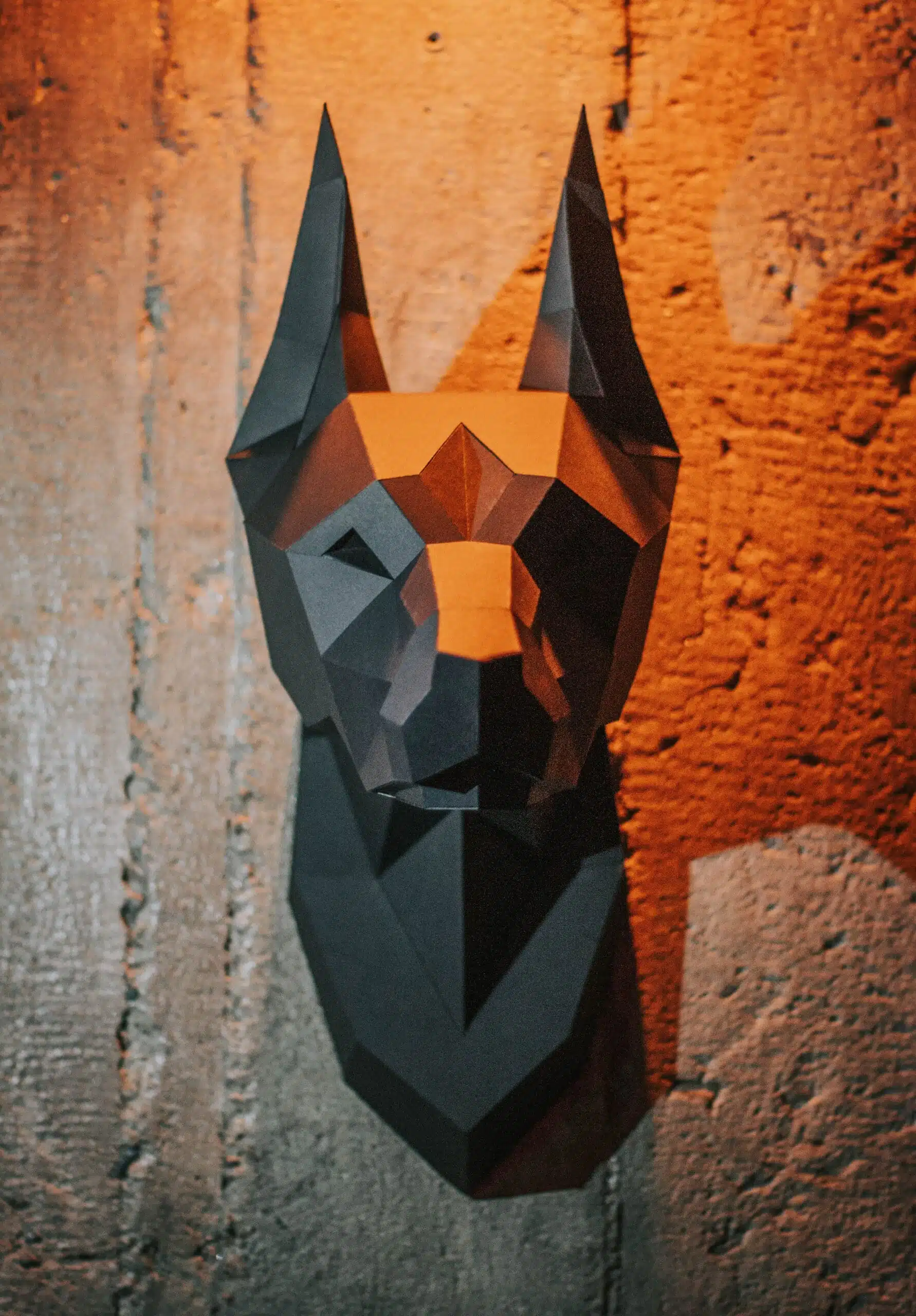 Dobermann kop papercraft 3D, weergave 8