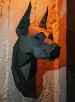 Papercraft of doberman head in origami 3D