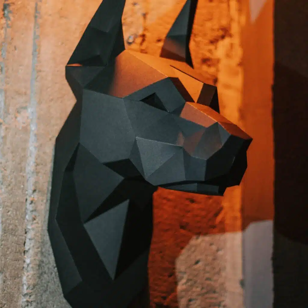 Testa di dobermann di profilo in papercraft 3D