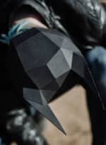 Papercraft de máscara capacete Doberman em origami 3D