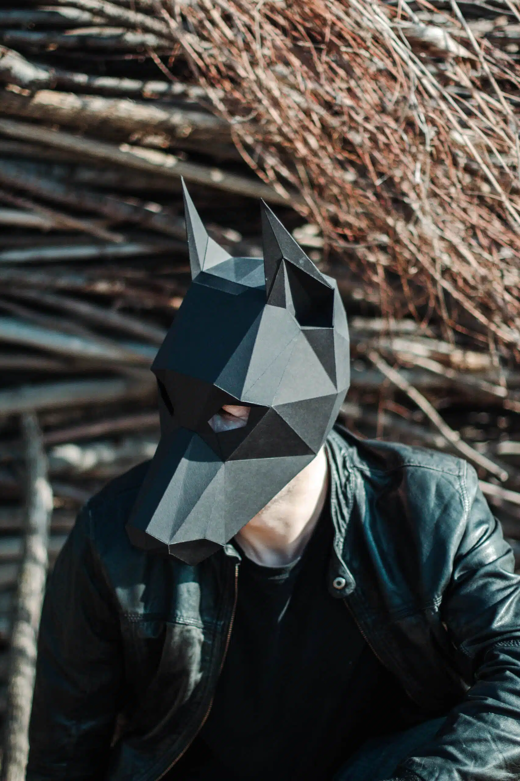 Dobermann-masker in 3D-papercraft, weergave 6