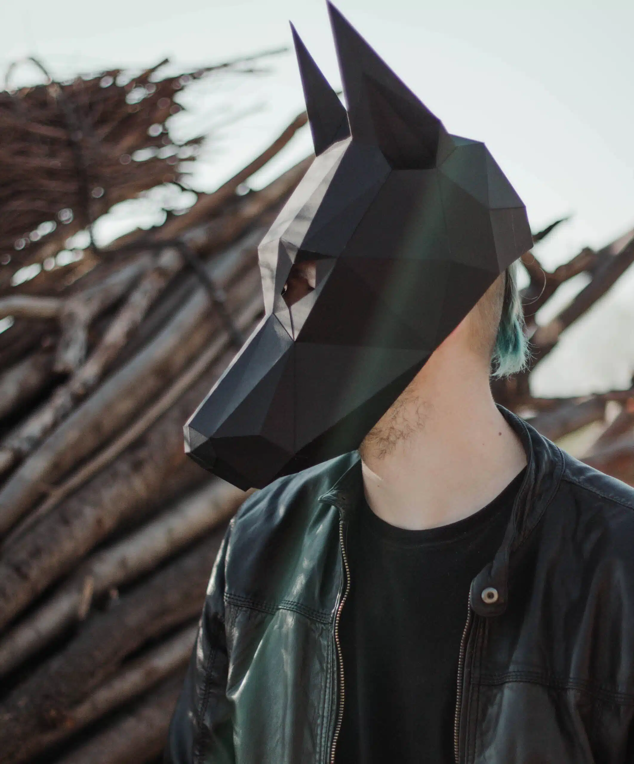 Dobermann-masker in 3D-papercraft, weergave 5