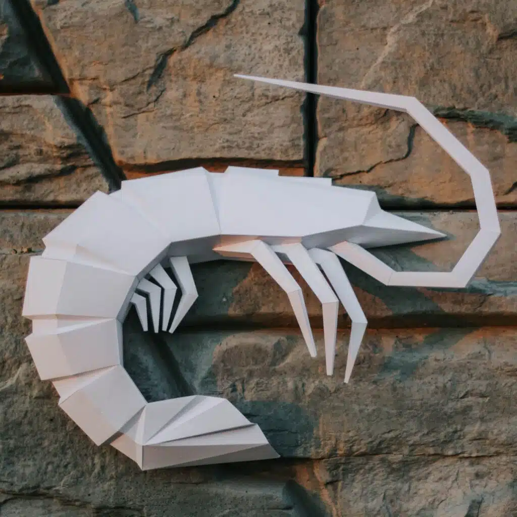 Camarón en papercraft 3D