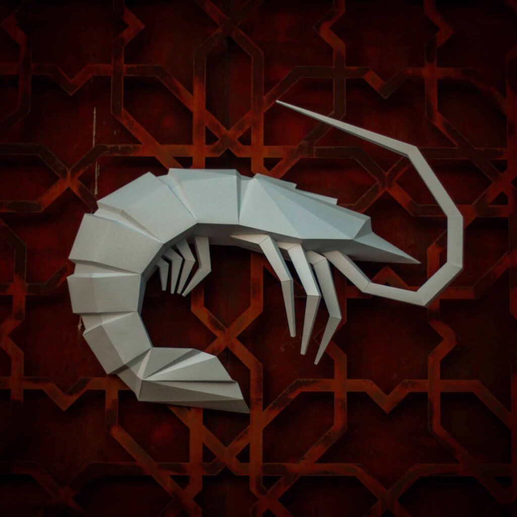 Papercraft de crevette géante en origami 3D