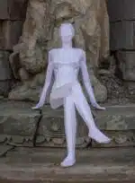 Papercraft di donna seduta in origami 3D