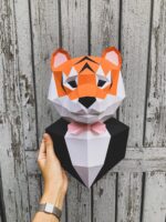 Trofeo de tigre con traje papercraft 3D