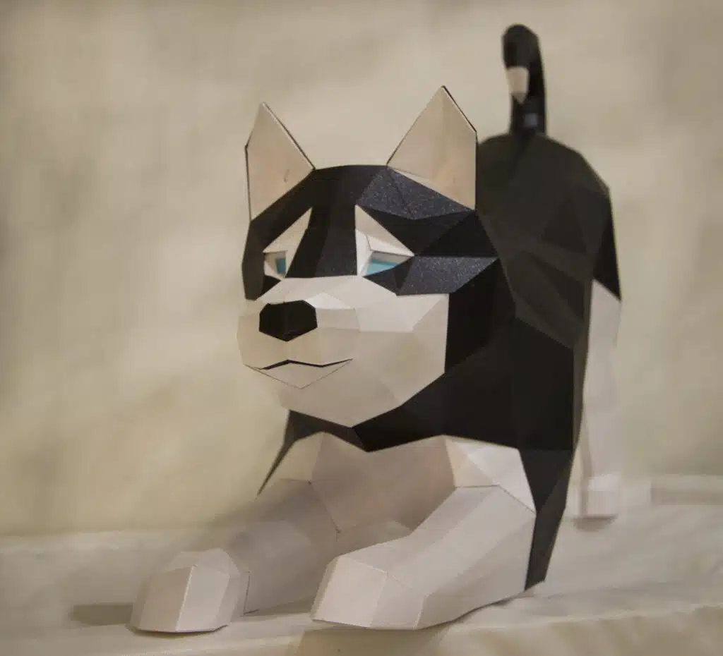Husky als 3D-Papercraft, Ansicht 2