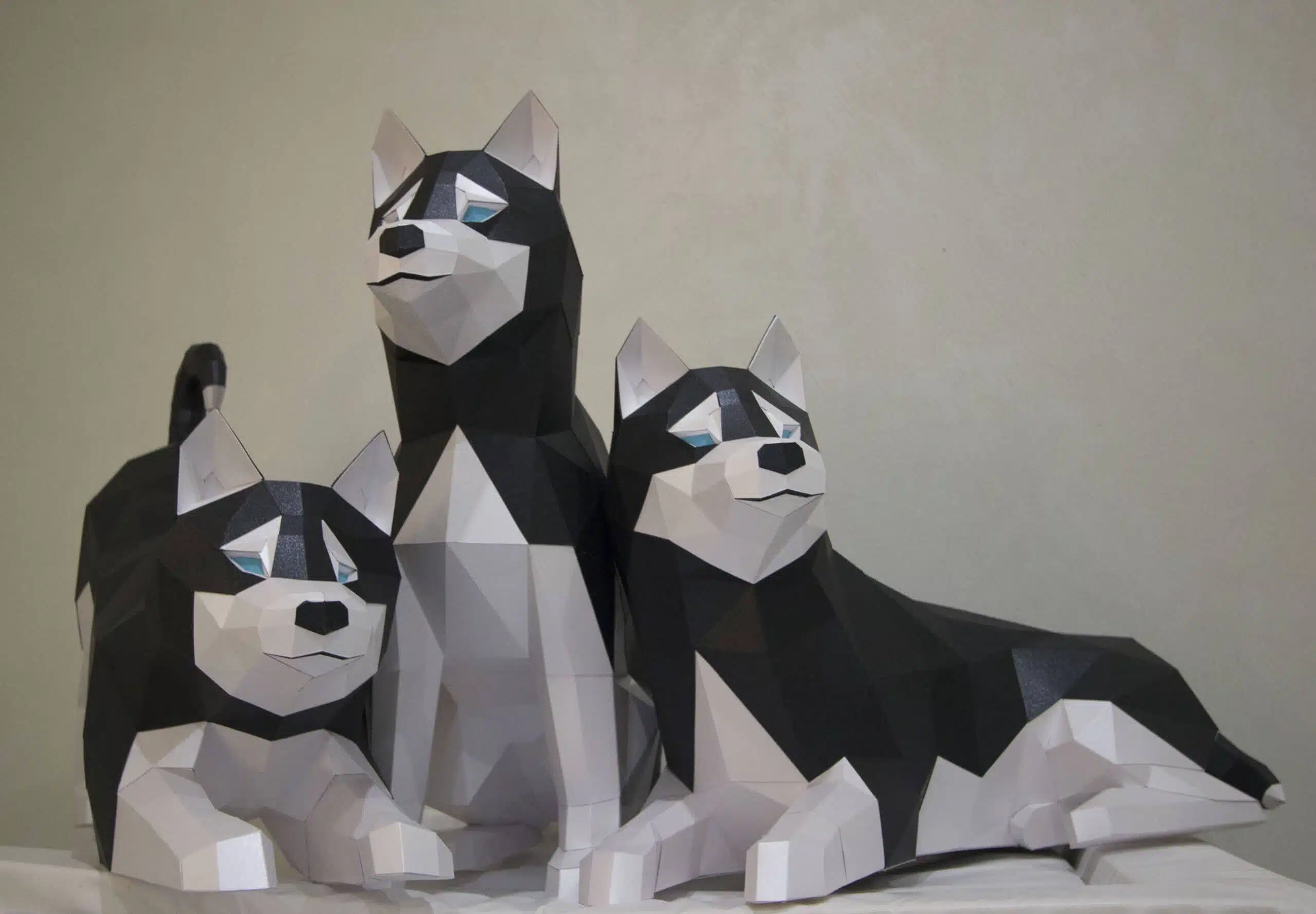 Husky als 3D-Papercraft, Rückansicht, Ansicht 2