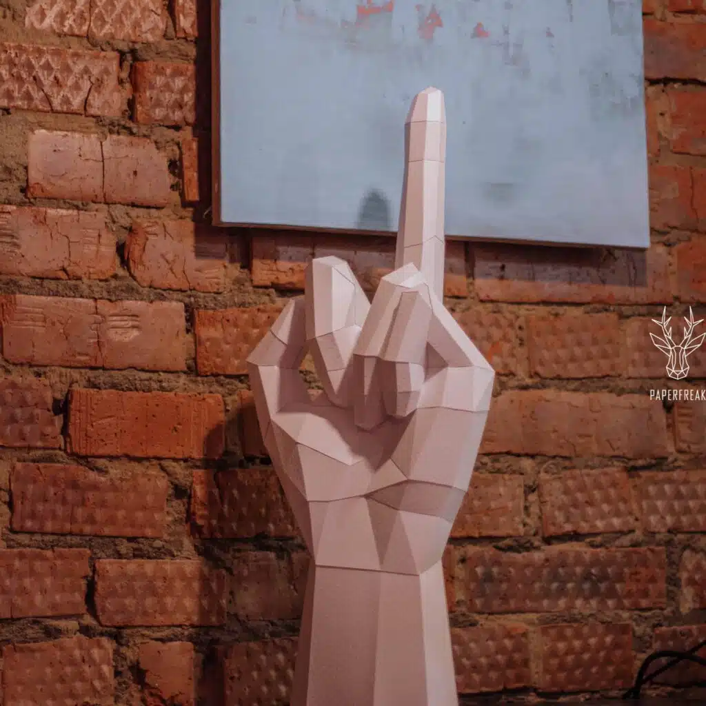 Weißer 3D-Papercraft Mittelfinger