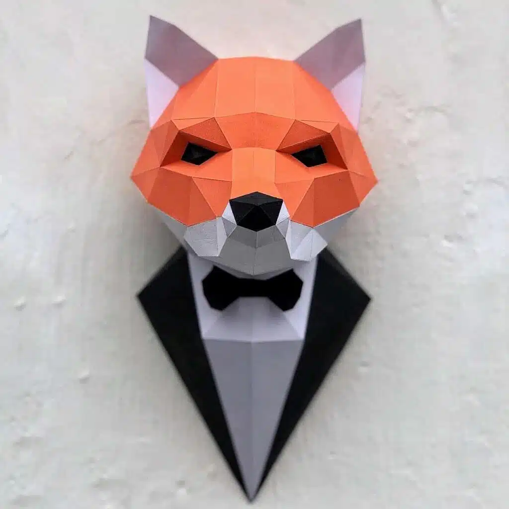 Papercraft de renard en costume en origami 3D