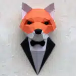 Papercraft de renard en costume en origami 3D