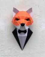 Papercraft de renard en costume en origami 3D