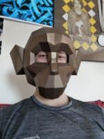 Papercraft de macaco máscara de Halloween em origami 3D