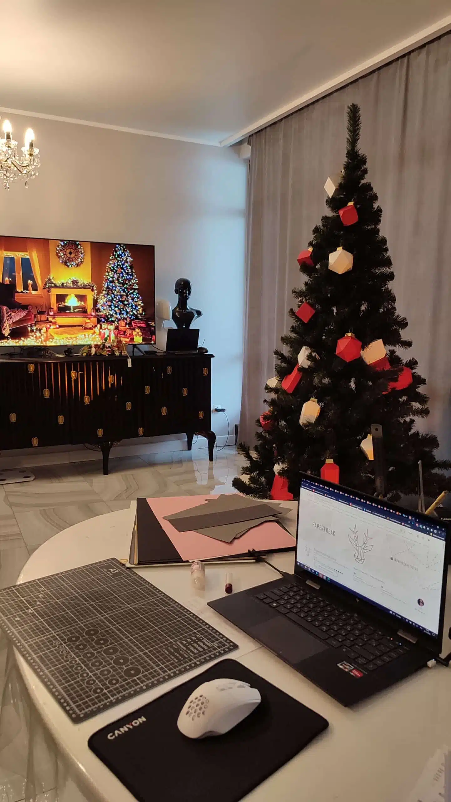Calze di Natale in papercraft 3D, vista posteriore
