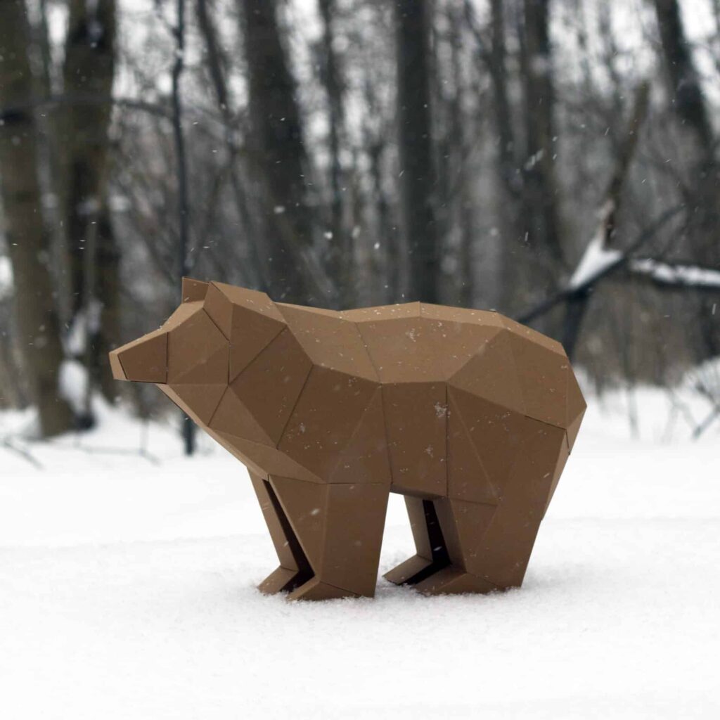Papercraft of small simple bear in 3D origami Papercraft of small simple bear in 3D origami