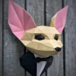 Papercraft of fennec fox in origami 3D