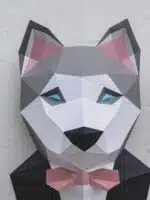 Escultura de cachorro husky em papercraft 3D