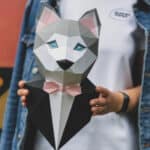 Papercraft husky in 3D als Origami