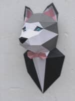 Sculpture chien husky en papercraft 3D