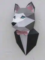 Escultura de cachorro husky em papercraft 3D