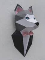 Sculpture chien husky en papercraft 3D