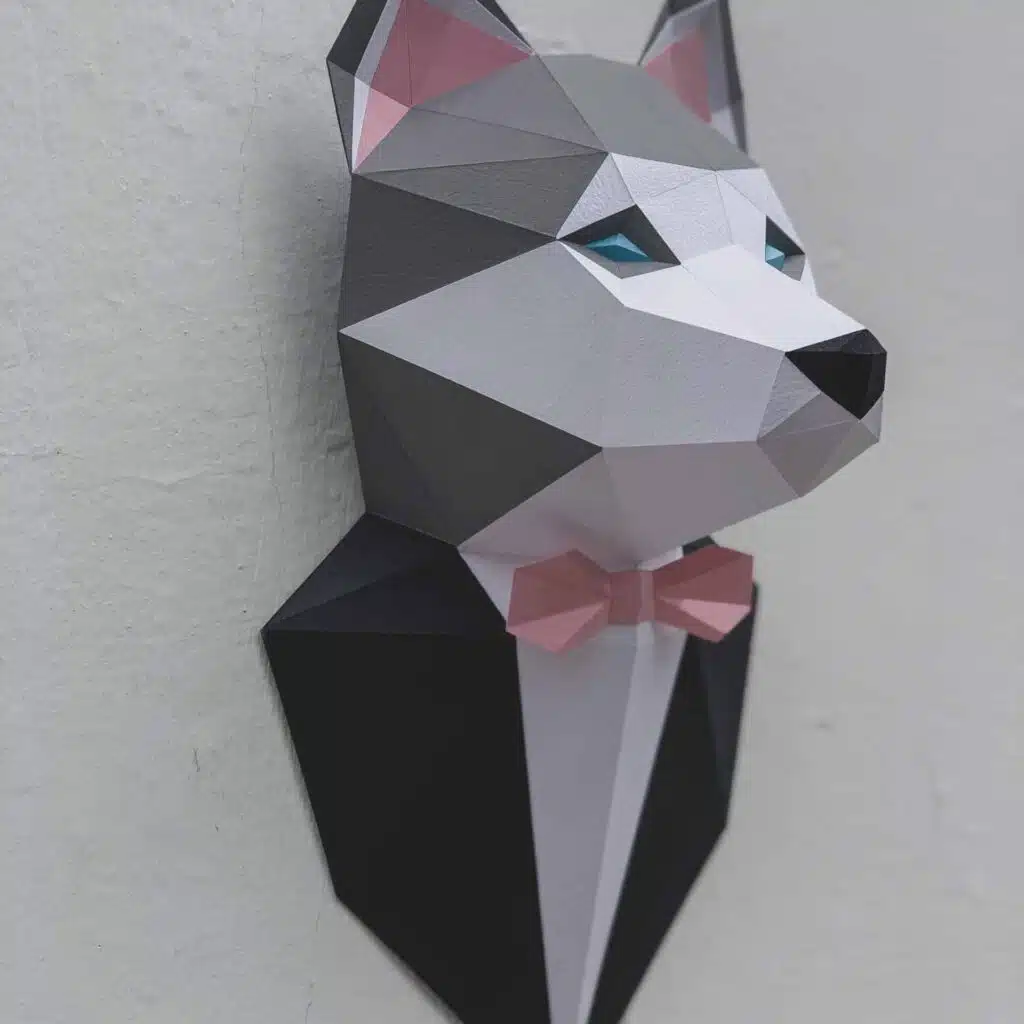 Papercraft de husky en origami 3D