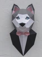 Sculpture chien husky en papercraft 3D