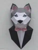 Escultura de cachorro husky em papercraft 3D