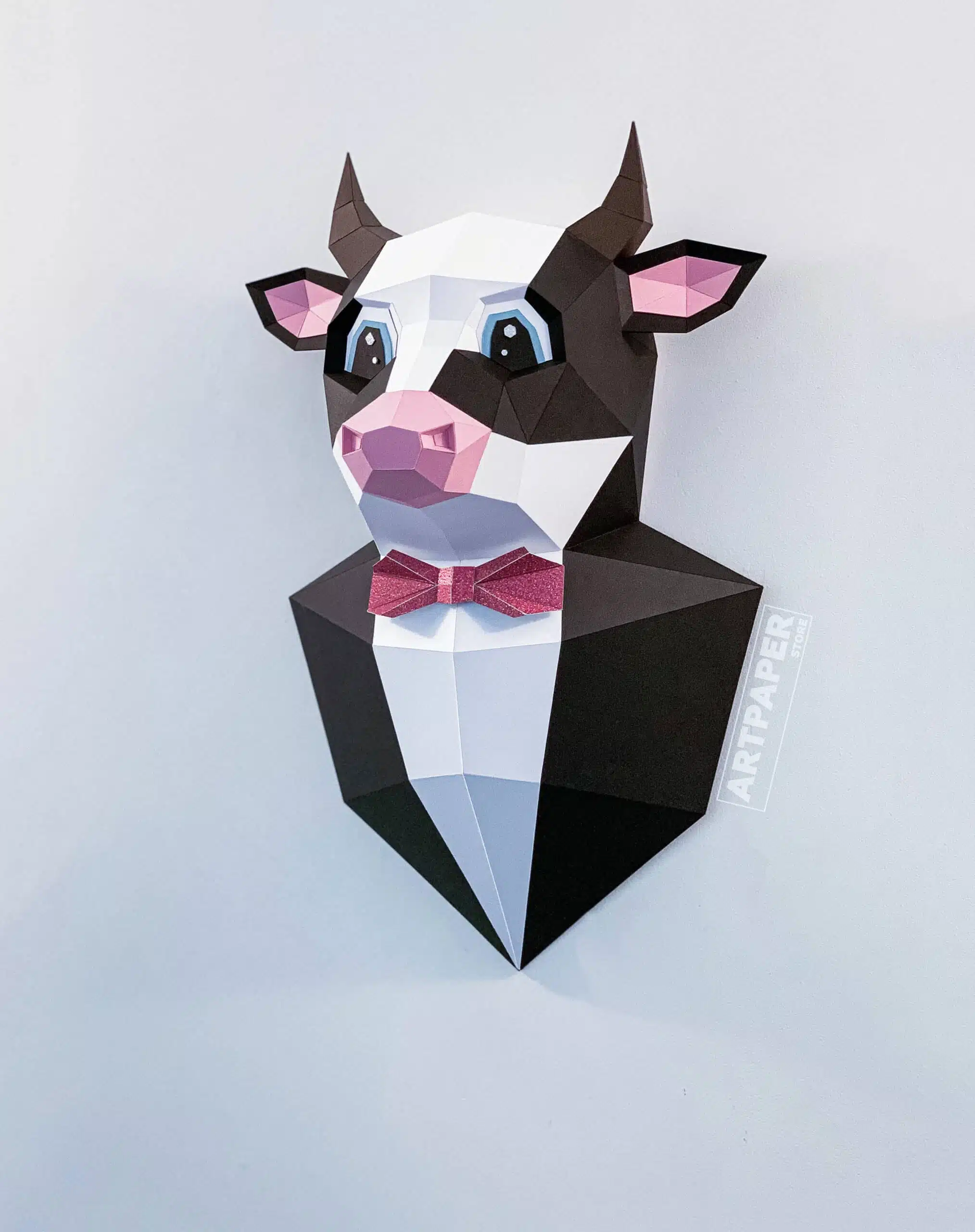 Stier in pak papercraft 3D, weergave 5