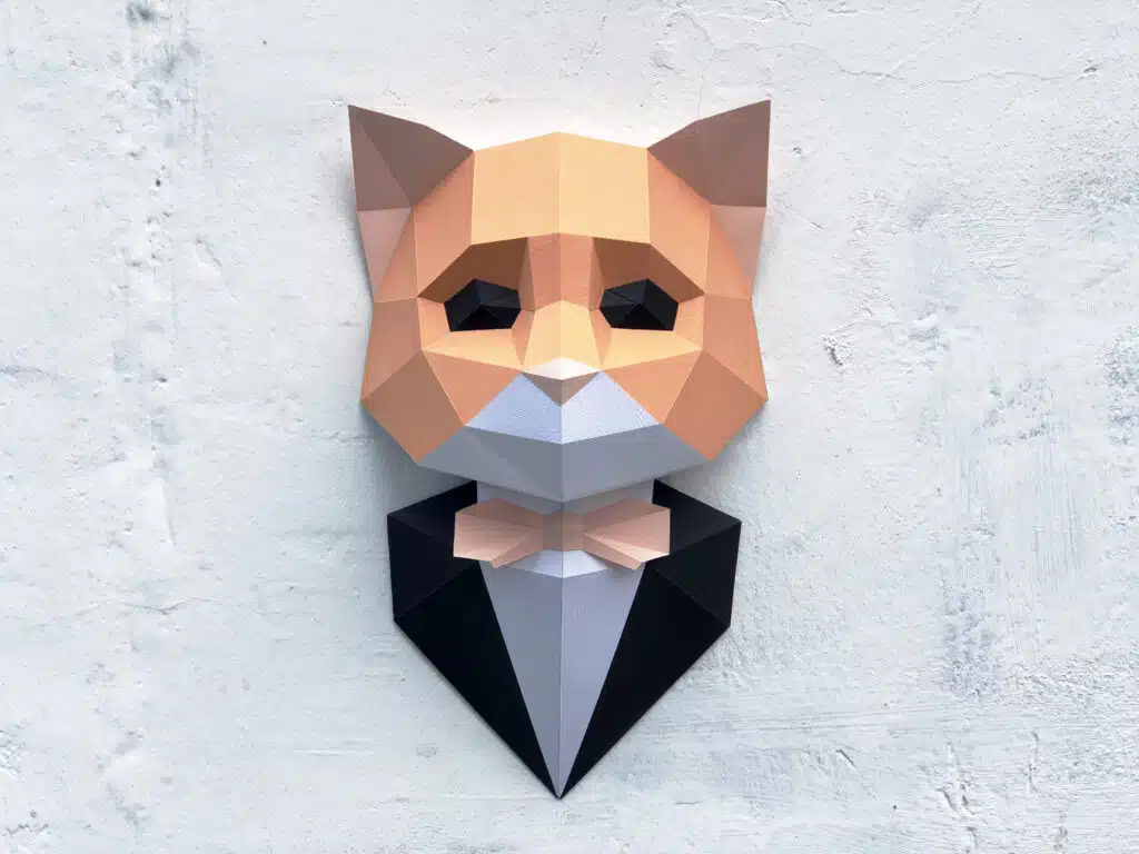 Papercraft di gatto elegante in origami 3D